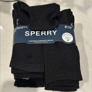 Sperry (8pk) Black Cushion Comfort Crew Socks